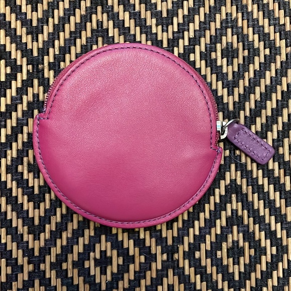 Vintage Y2K Coach polished round Fuchsia and purple Coin Pouch 7808 - Picture 2 of 4